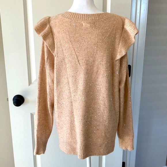LC Lauren Conrad large sweater ruffles sparkles - Picture 8 of 10
